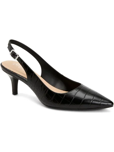 Shop Alfani Babbsy 2 Womens Faux Leather Pointed Toe Slingback Heels In Black