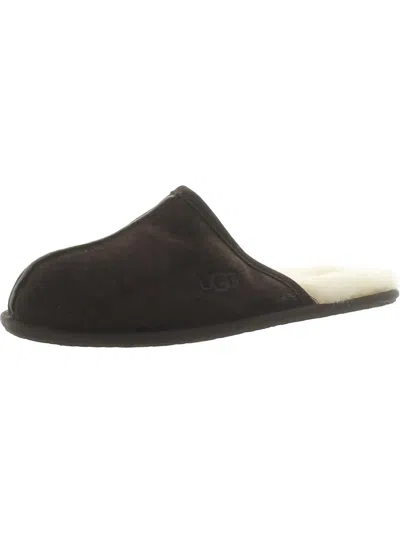 Shop Ugg Scuff Mens Suede Slip On Scuff Slippers In Black