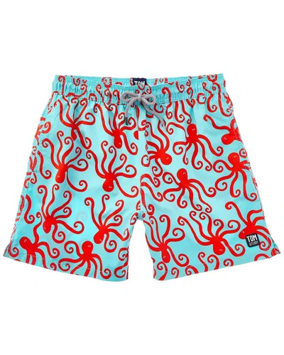 Shop Tom & Teddy Octopus Swim Trunk In Blue