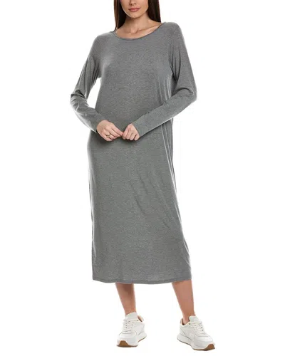 Shop Eileen Fisher Jewel Neck Midi T-shirt Dress In Grey