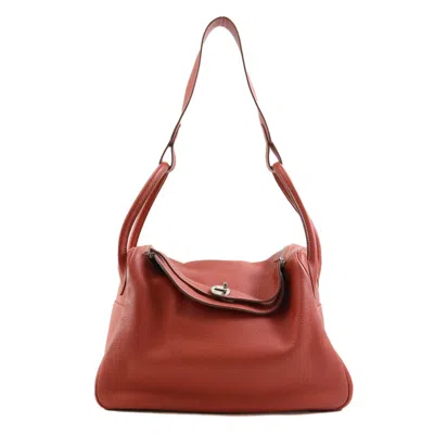 Shop Hermes Lindy Leather Shoulder Bag () In Red