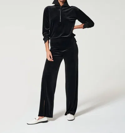 Shop Spanx Velvet 1/2 Zip Pullover In Very Black