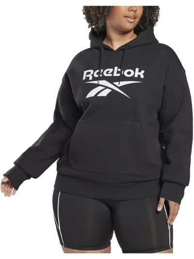 Shop Reebok Plus Womens Cotton Logo Hoodie In Black