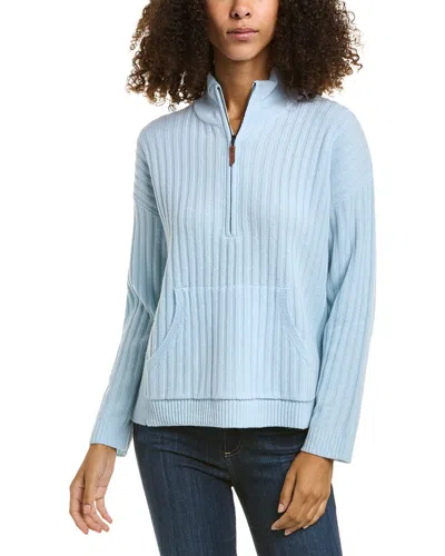 Shop Alashan Courtney Rib 1/2-zip Wool Sweater In Blue