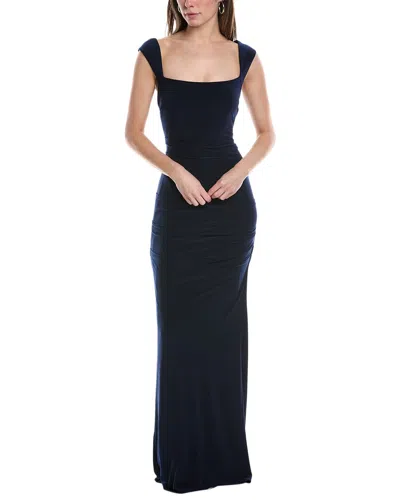 Shop Adrianna Papell Solid Gown In Blue