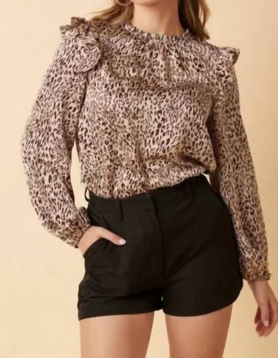 Shop Mittoshop Lanie Leopard-print Ruffle Blouse In Brown