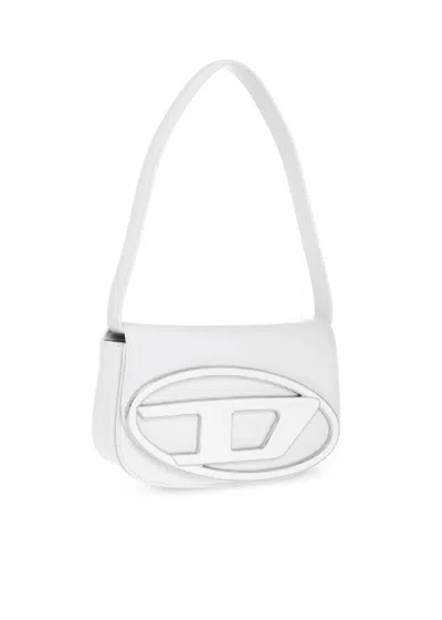 Shop Diesel 1 Dr Logo Plaque Shoulder Bag In White