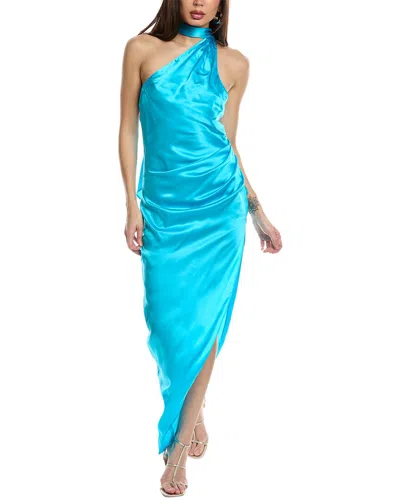 Shop Amanda Uprichard Jaida Silk Maxi Dress In Blue