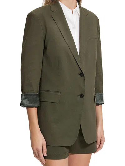 Shop Theory Womens Cuff Sleeve Boyfriend Fit Two-button Blazer In Green