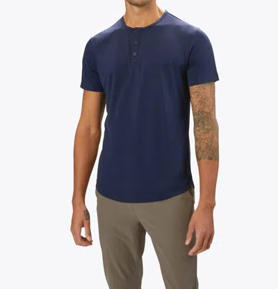 Cuts Ao Henley Curve Tee In Pacific Blue In Blue