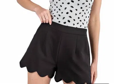 Shop Eesome Helena High Waisted Scalloped Shorts In Black