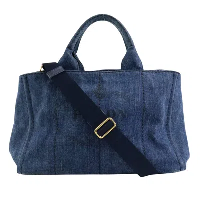 Shop Prada Canapa - Jeans Handbag () In Blue