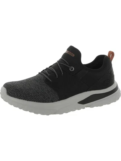 Shop Skechers Solvano Caspian Mens Faux Leather Lifestyle Casual And Fashion Sneakers In Black