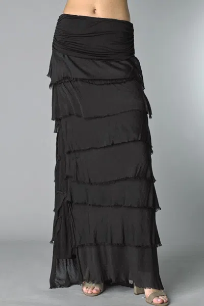 Shop Tempo Paris Long Layered Jersey Skirt In Black