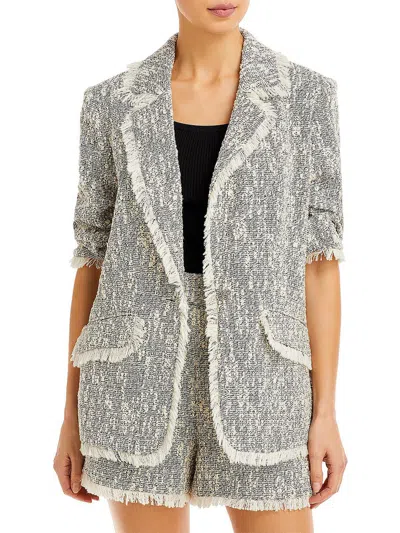 Shop Cinq À Sept Erin Womens Tweed Ruched One-button Blazer In Multi