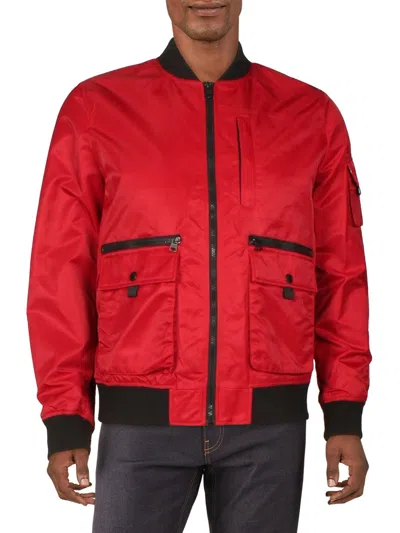 Shop Levi's Flight Satin Mens Lightweight Cold Weather Bomber Jacket In Red