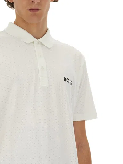 Shop Hugo Boss Boss Polo With Logo In White