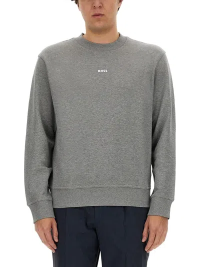 Shop Hugo Boss Boss Sweatshirt With Logo In Grey