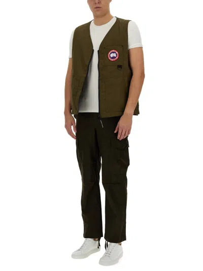 Shop Canada Goose Vests With Logo In Military Green