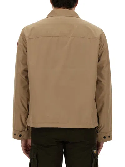 Shop Canada Goose Jacket With Logo In Beige