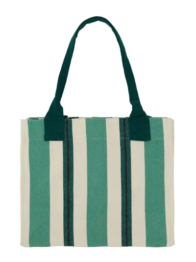 Shop Ganni Canvas Tote Bag In Green