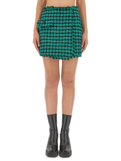 Shop Msgm Short In Tweed In Green