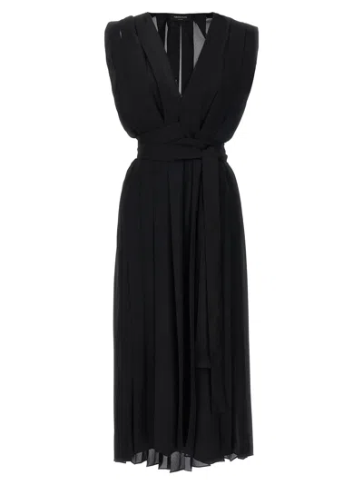 Shop Fabiana Filippi Long Dress Hierogette Pleats Dresses Black