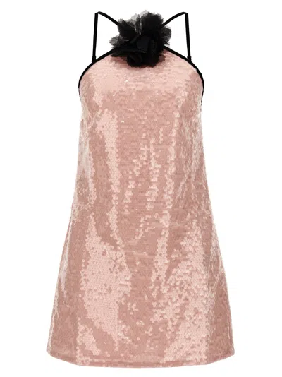 Shop Self-portrait Pale Pink Sequin Mini Dresses Pink