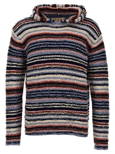 Shop Marni Striped Hooded Sweater Sweater, Cardigans Multicolor