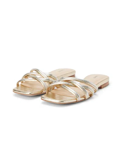 Shop L Agence Abelle Flat Sandal In Gold/silver Crackle