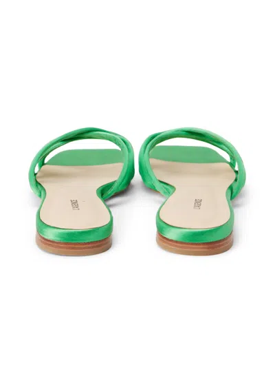 Shop L Agence Abelle Satin Flat Sandal In Amazon Green Satin