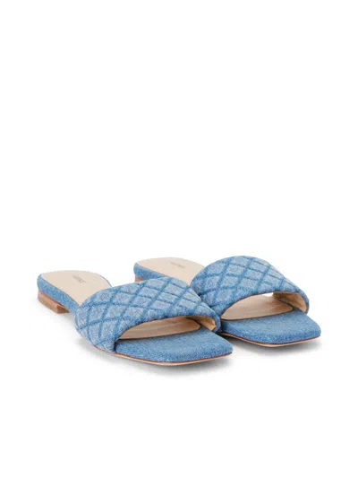 Shop L Agence Aloise Denim Slide Sandal In Light Blue Denim