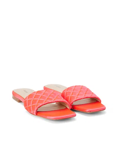 Shop L Agence Aloise Satin Slide Sandal In Neon Coral Satin
