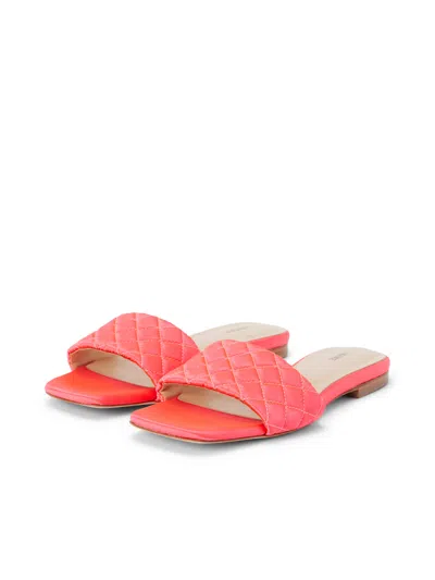 Shop L Agence Aloise Satin Slide Sandal In Neon Coral Satin