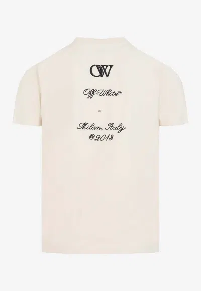 Shop Off-white 23 Logo-embroidered T-shirt In Neutral