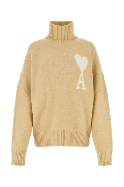 Shop Ami Alexandre Mattiussi Ami Man Cream Alpaca Blend Sweater In Yellow
