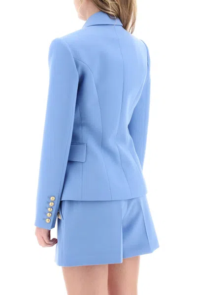 Shop Balmain Fitted Double-breasted Jacket Women In Blue