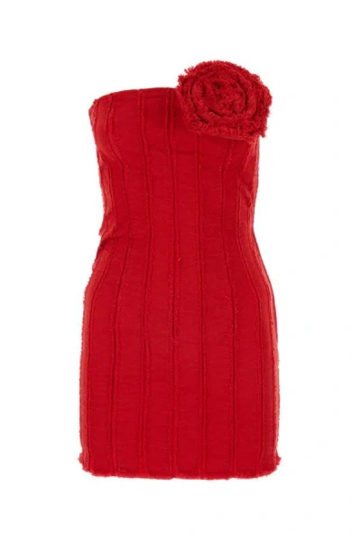 Shop Blumarine Woman Red Stretch Cotton Mini Dress