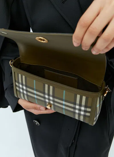 Shop Burberry Women Top Handle Note Handbag In Green