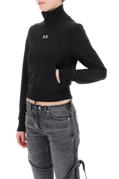 Shop Courrèges Courreges Interlock Jersey Track Jacket For Athletic Women In Black