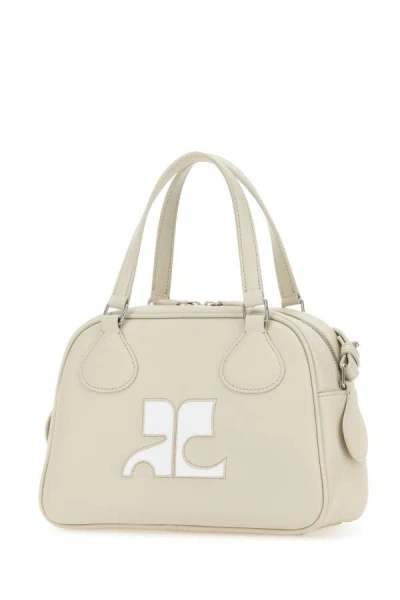 Shop Courrèges Courreges Woman Sand Leather Reedition Handbag In Brown