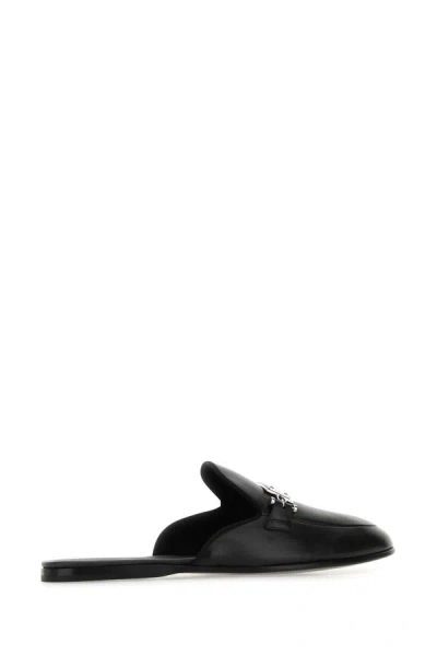 Shop Dolce & Gabbana Man Black Leather Young Pope Slippers