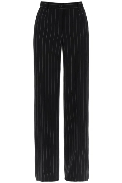 Shop Dolce & Gabbana Striped Flare Leg Pants Women In Black