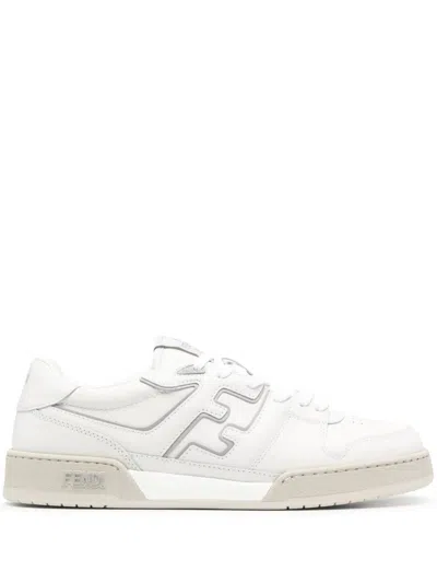 Shop Fendi Men  Match Leather Sneakers In White