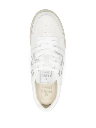 Shop Fendi Men  Match Leather Sneakers In White