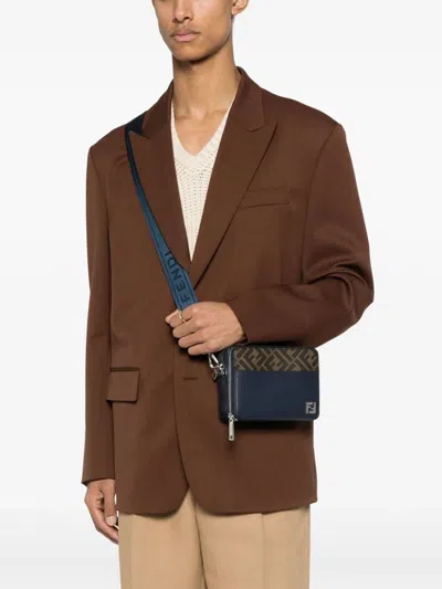Shop Fendi Men Ff Camera Case Organizer Shoulder Bag In Blue