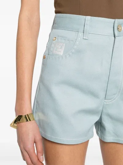 Shop Fendi Women Denim Shorts In Blue