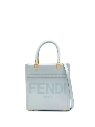 Shop Fendi Women Mini Sunshine Shopper Bag In Blue