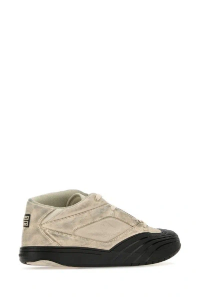 Shop Givenchy Man Sand Fabric And Leather Skater Sneakers In Brown