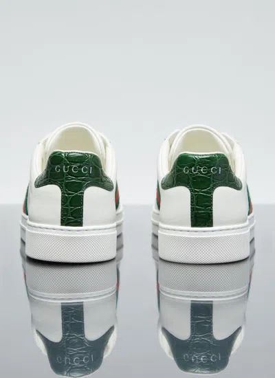 Shop Gucci Men Ace Web Sneakers In White